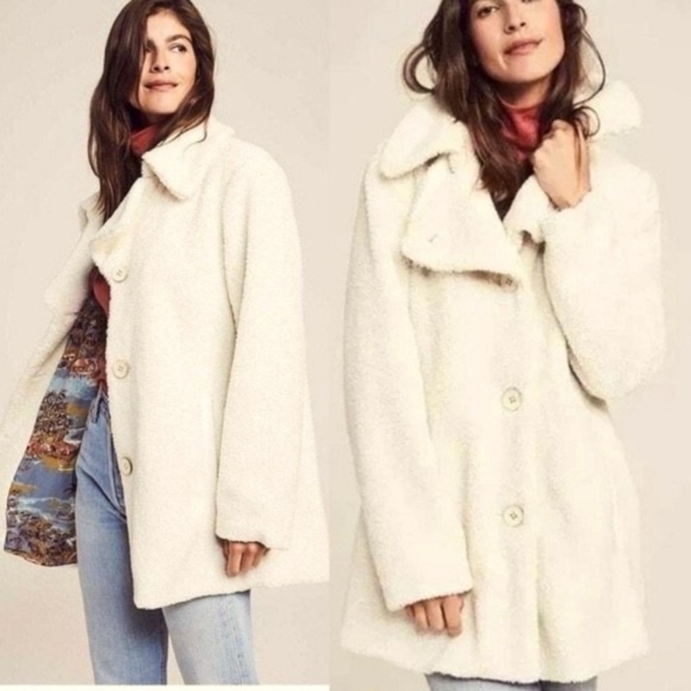 Faherty Tahoe‎ Teddy Coat Size XL Off White Glacier Winter Layers Cozy Outdoors
